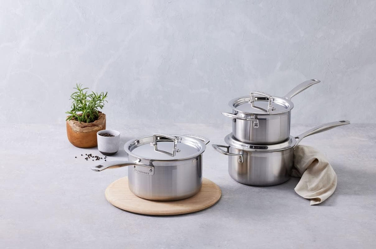 Le Creuset 96209400001000 3-Warstwowy Zestaw Naczyń Ze Stali Nierdzewnej, Srebrny, 5 Sztuk