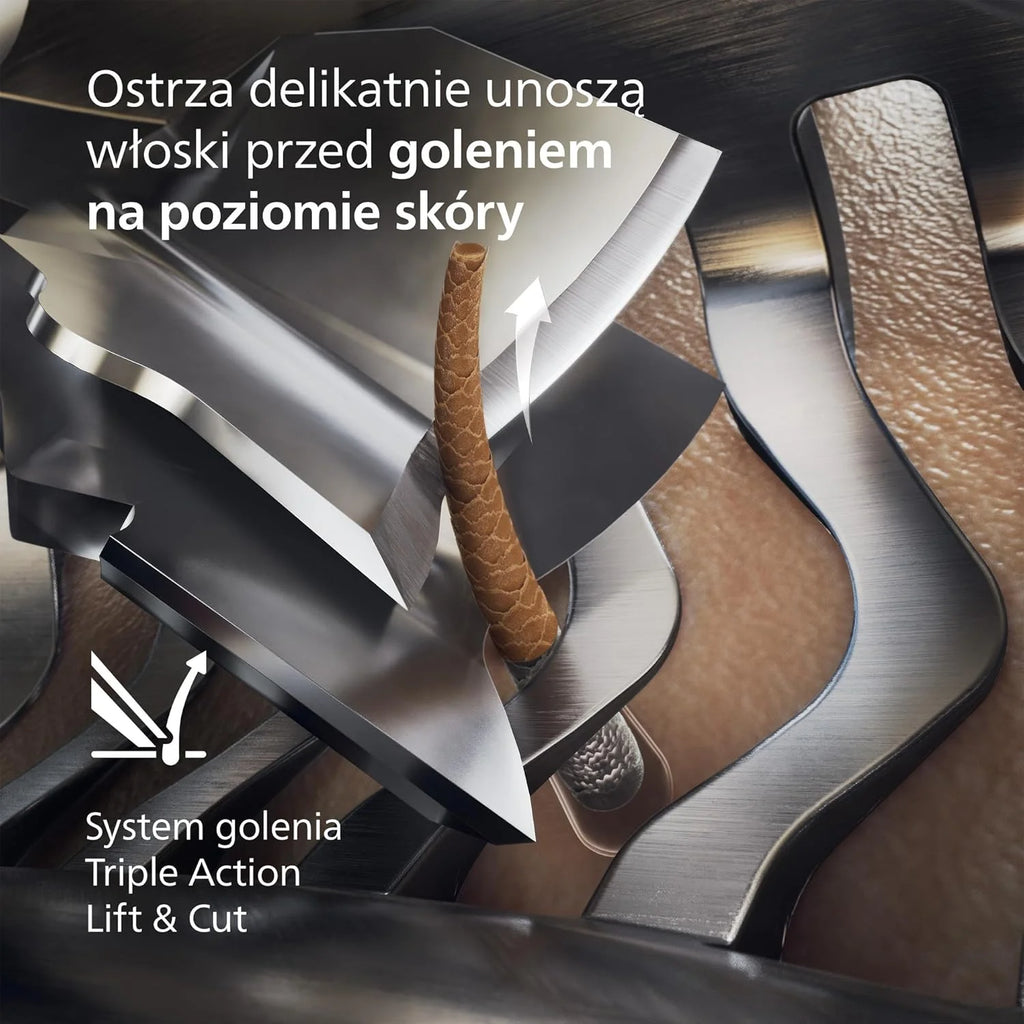 Philips Shaver i9000 Prestige, golarka elektryczna do golenia na sucho i mokro z technologią Skin IQ, System Triple Lift & Cut, podwójne ostrza SteelPrecision 360º, stylizator brody, Model XP9202/33