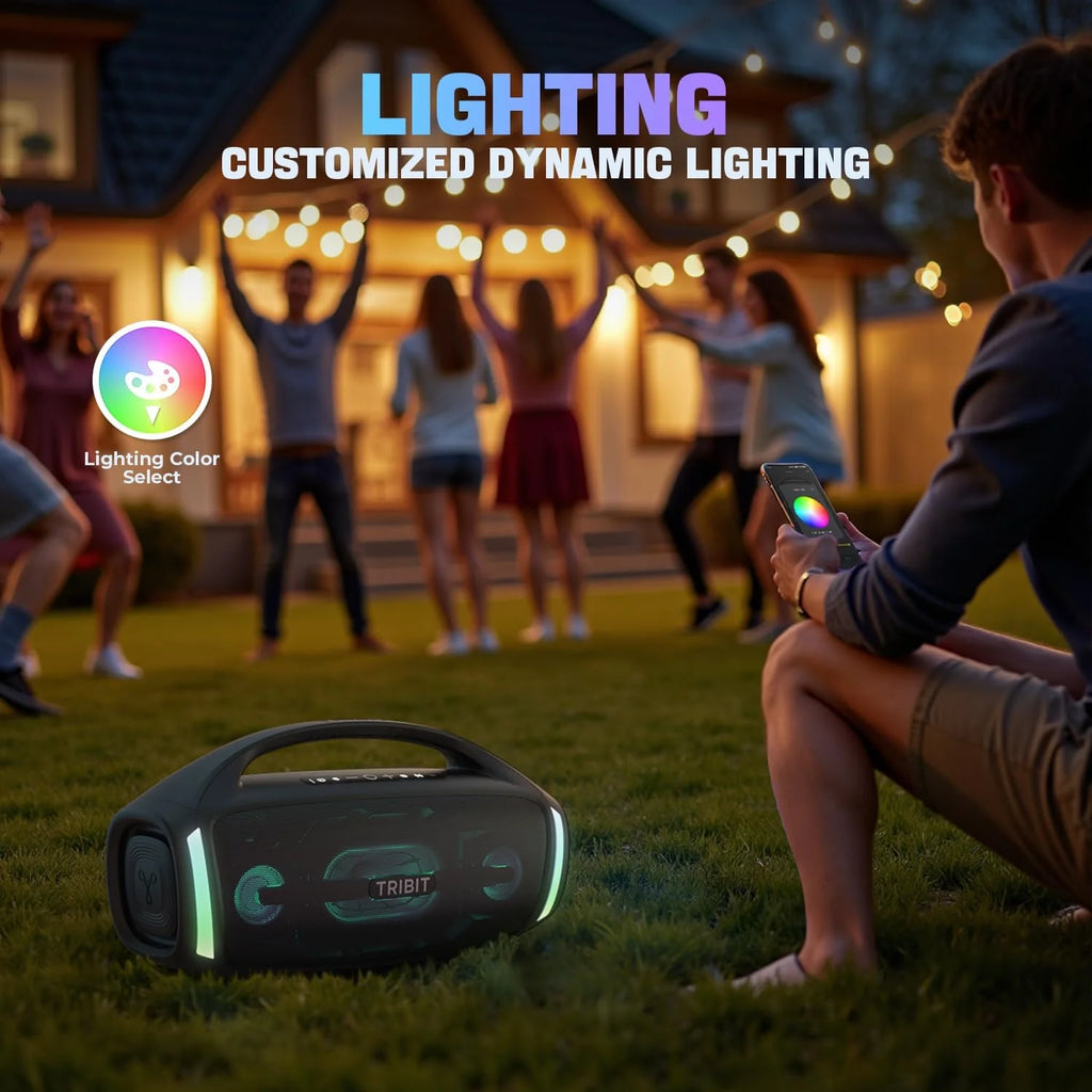 TRIBIT StormBox Blast 2 Głośnik Bluetooth 200W, Przenośny z Subwooferem, XBass, LED, Bluetooth 5.4, IP67, Korektor EQ, 30H Odtwarzania, Funkcja Karaoke – Idealny na Imprezy Plenerowe i Plażę
