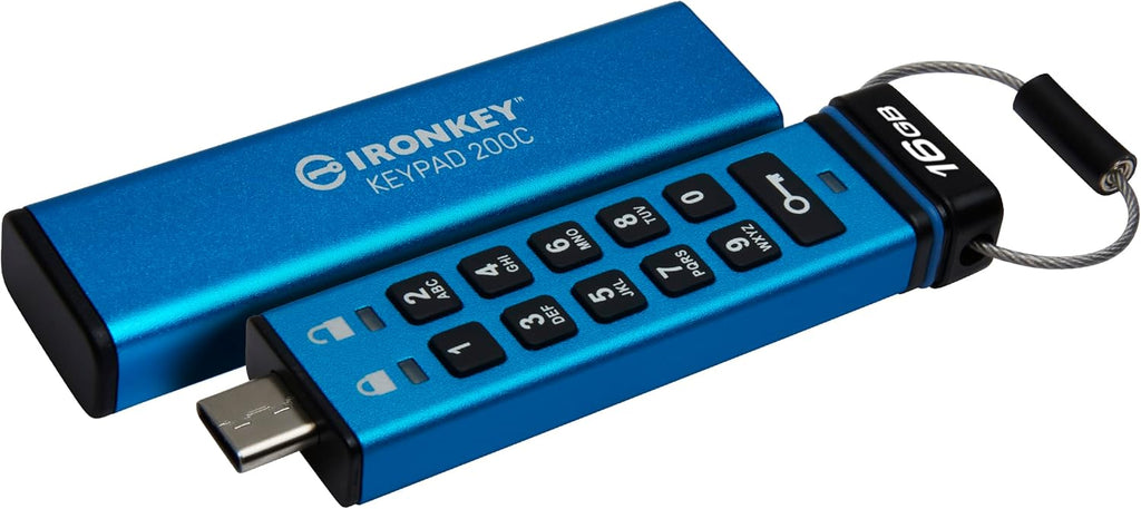 Kingston Klawiatura IronKey 200 typu A szyfrowana sprzętowo pamięć flash USB FIPS 140-3 poziom 3 (w toku) z 256-bitowym szyfrowaniem sprzętowym XTS-AES - IKKP200/512GB