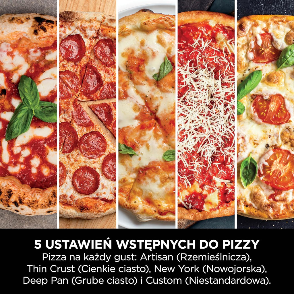 Ninja Artisan elektryczny zewnętrzny piec do pizzy i frytkownica beztłuszczowa z 4 funkcjami gotowania, deska do serwowania, nóż, kamień do pizzy 30 cm, łopata, blacha i kosz, zielony MO201AMZEU
