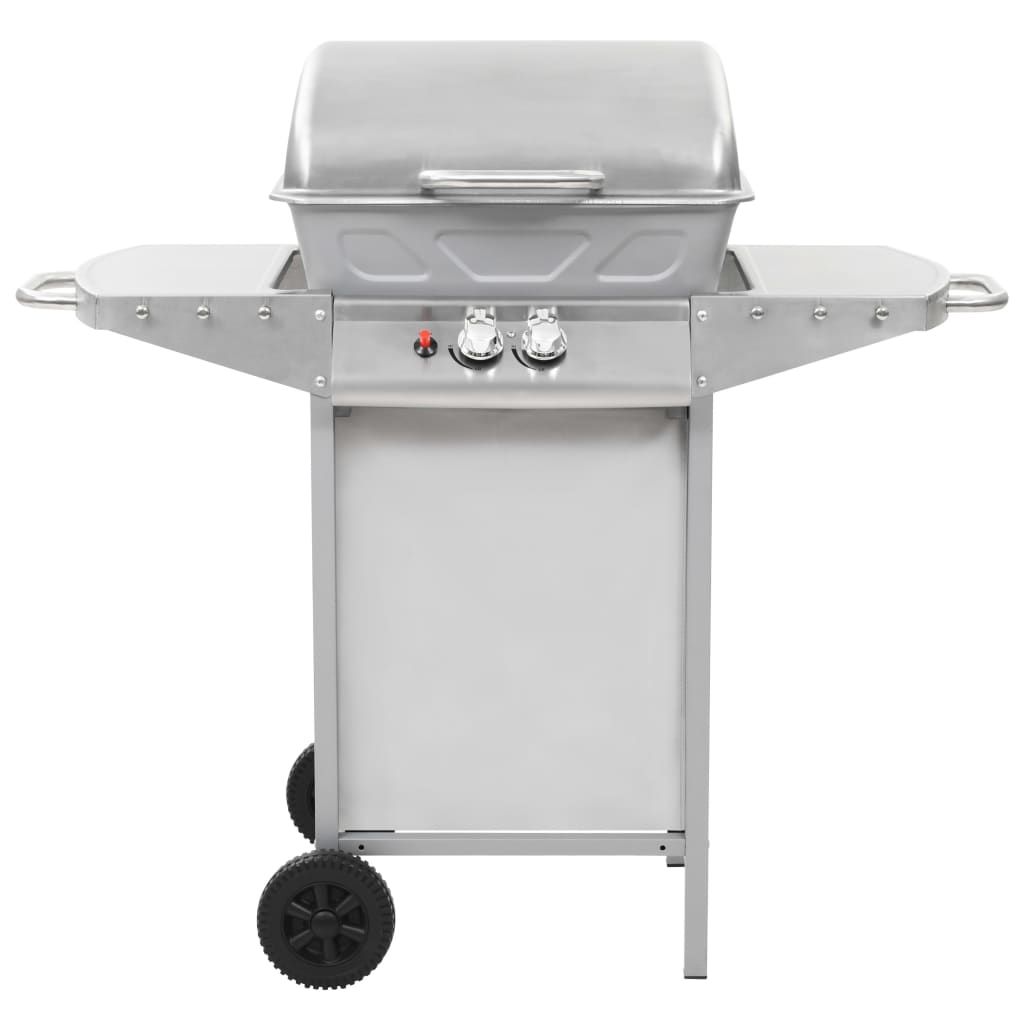 VidaXL przenośny grill gazowy z 2 strefami, stal nierdzewna w kolorze srebrnym