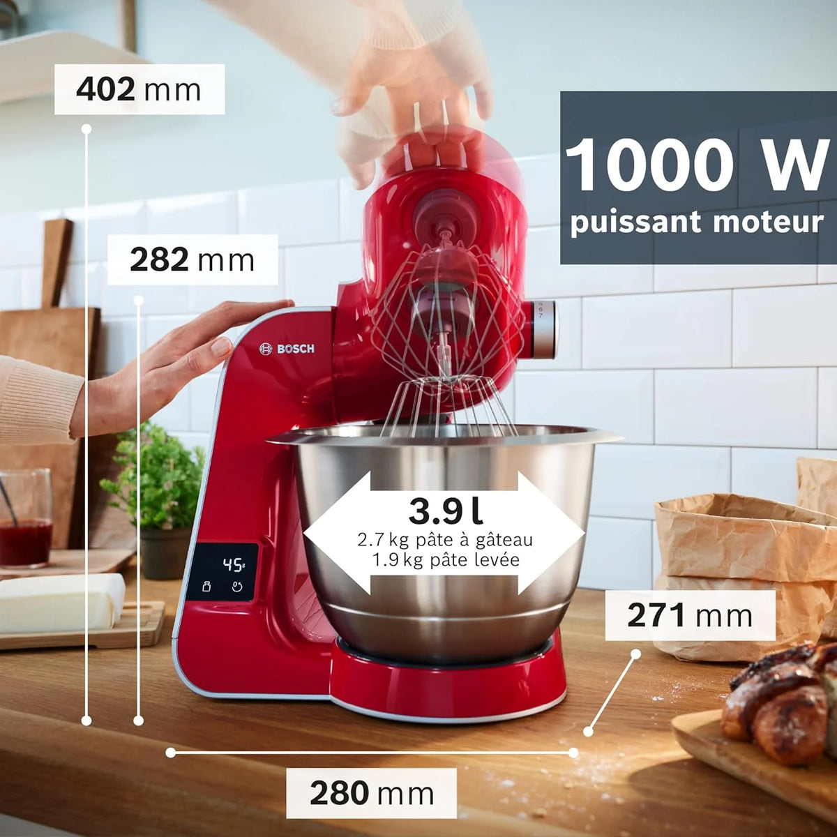 Bosch Robot kuchenny Serie 4 MUM5X734, 1000 W, zintegrowana waga, blender kielichowy, rozdrabniacz, pełny zestaw akcesoriów