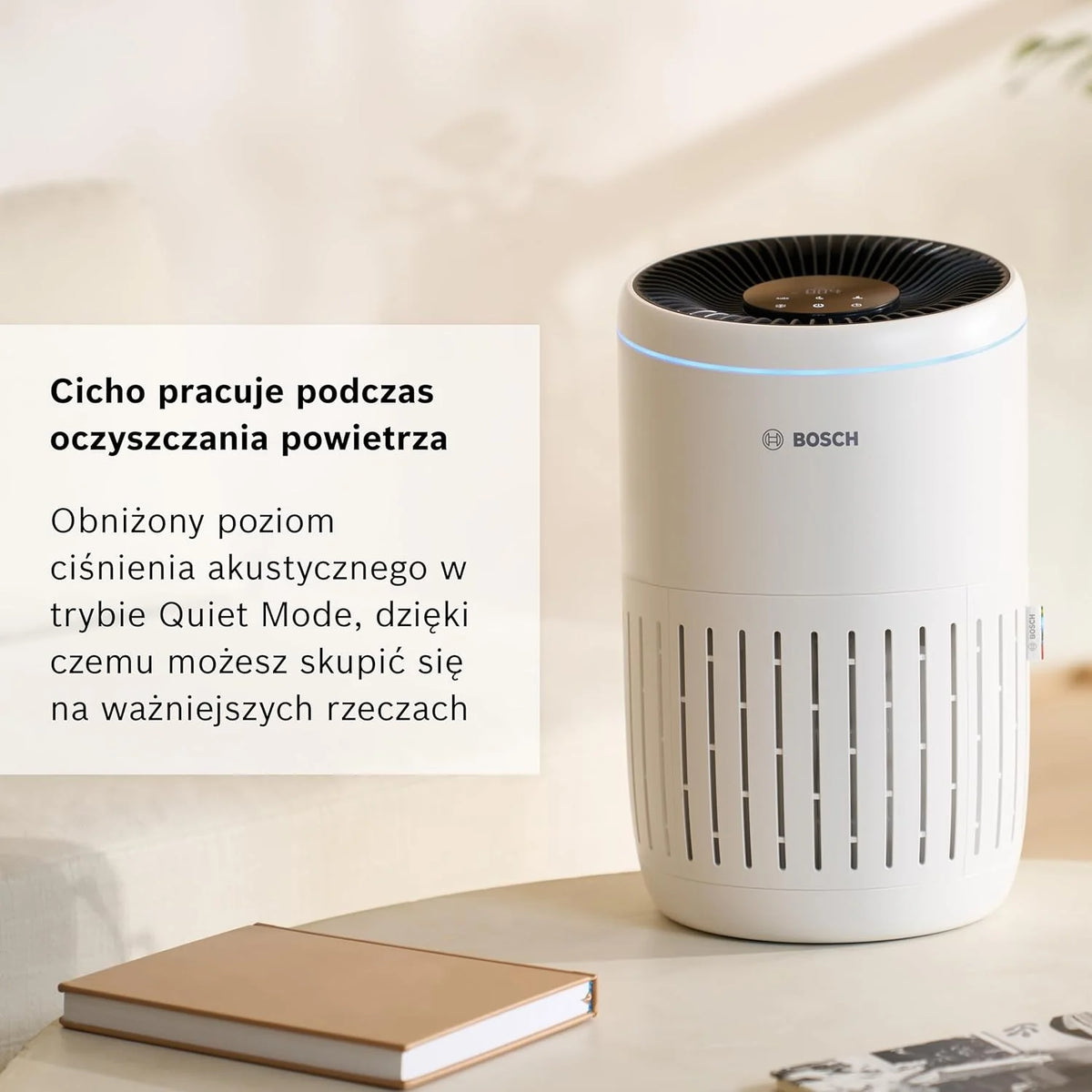 Bosch Air 6000 - Oczyszczacz powietrza — do powierzchni do 125 m² — skutecznie filtruje ponad 99% zanieczyszczeń — Tryb automatyczny oraz uśpienia (< 25 dB(A)) — CADR: 600 m³/h