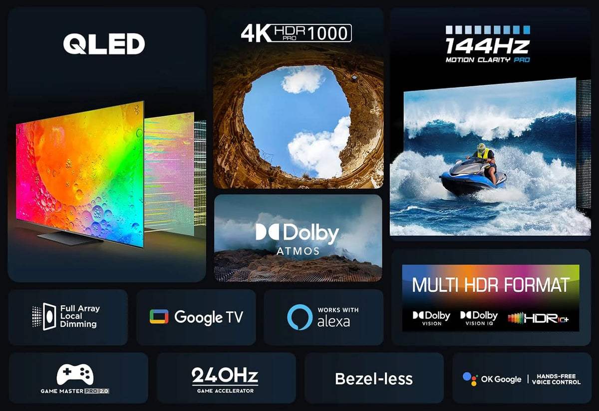 TCL 65V6C 65-calowy bezpośredni telewizor LED, 4K HDR TV, Smart TV Powered by Google (Dolby Audio, Motion Clarity, kompatybilny z Google Assistant & Alexa, 2025 nowy model)