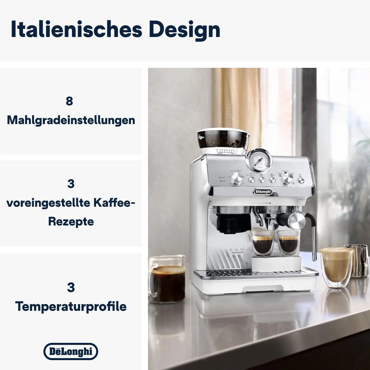 De'Longhi La Specialista Arte Ekspres do Kawy, Biały/Srebrny, 1550W 240V