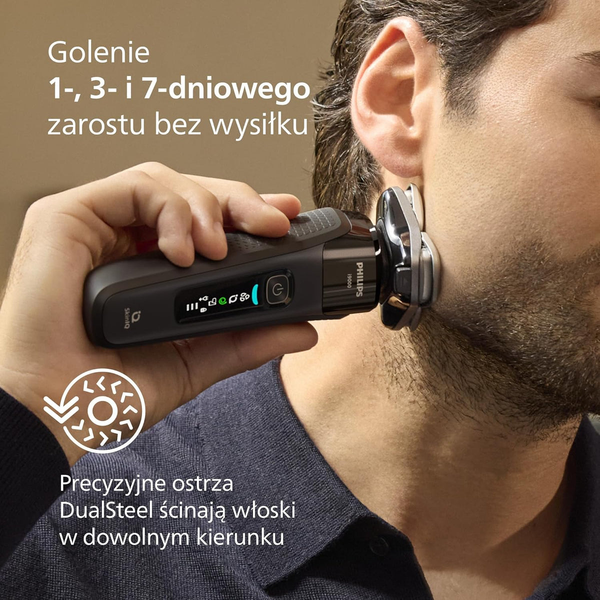 Philips Shaver i9000, golarka elektryczna do golenia na mokro i na sucho, technologią Skin IQ, systemem Triple Lift & Cut, podwójnymi ostrzami SteelPrecision obracającymi się o 360 stopni, X9000/10