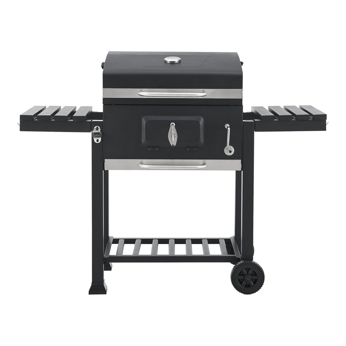 Grill węglowy Arnad z 2 stalowymi półkami 105x135x48cm - czarny [casa.pro]