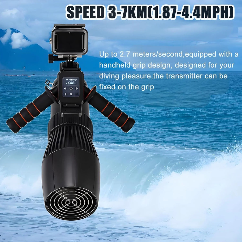 Elektryczny Skuter Podwodny 500 W,Skuter Do Nurkowania I Snorkelingu Na Głębokość 40 M,Silnik Bezszczotkowy,Prędkość 3-7 Km/H, Zasięg 120 Minut | Skuter Wodny Do Basenu, Morski 10000mAh
