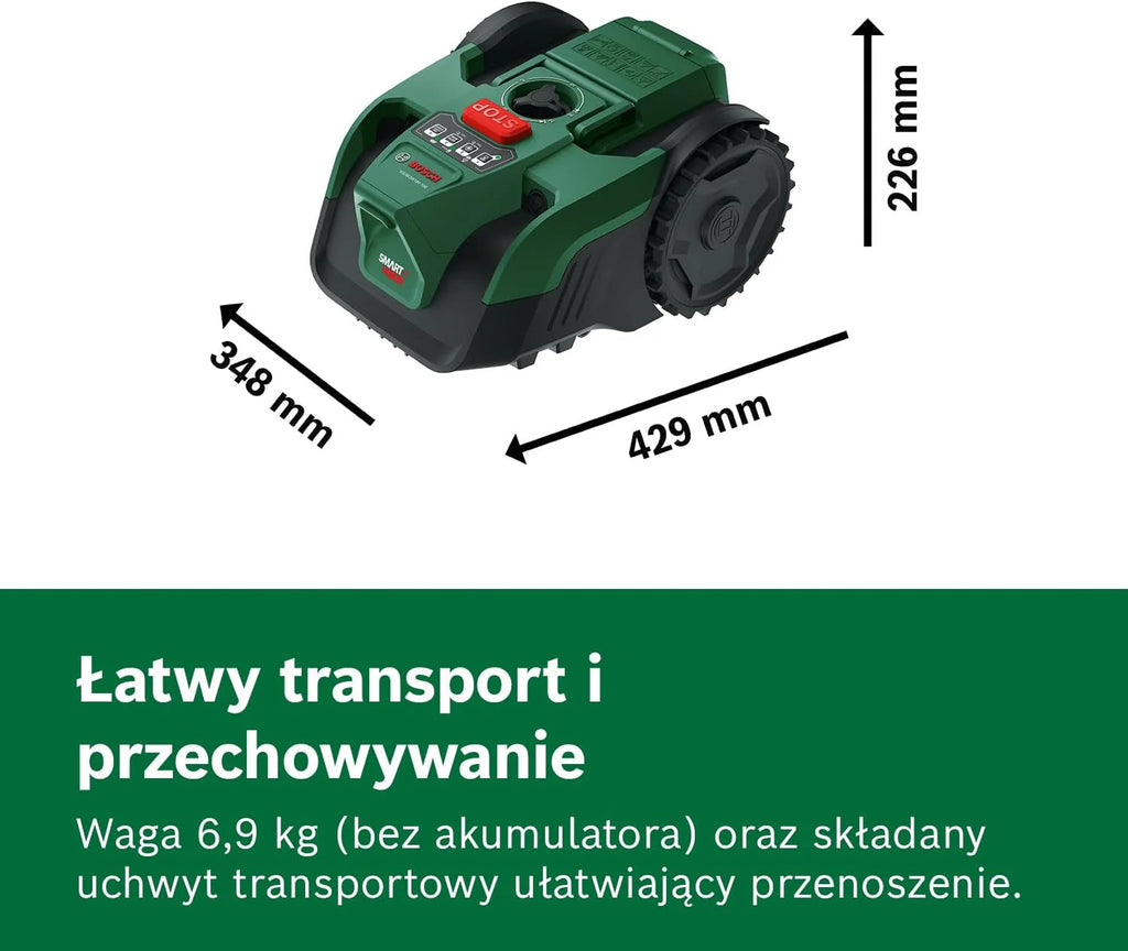 Bosch Akumulatorowy robot koszący VISIMOW18V-100 (do trawników o powierzchni do 100 m², szerokość cięcia: 16 cm, wysokość cięcia: 20 – 60 mm, bez akumulatora)