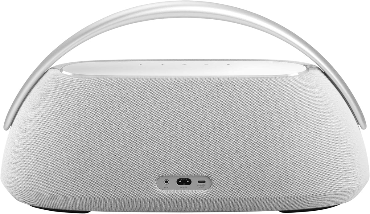 Harman Kardon Go+ Play 3 Bezprzewodowy Głośnik Bluetooth z Mikrofonem, USB, Wbudowanym Akumulatorem, 8h Odtwarzania i Dźwiękiem Stereo, Szary