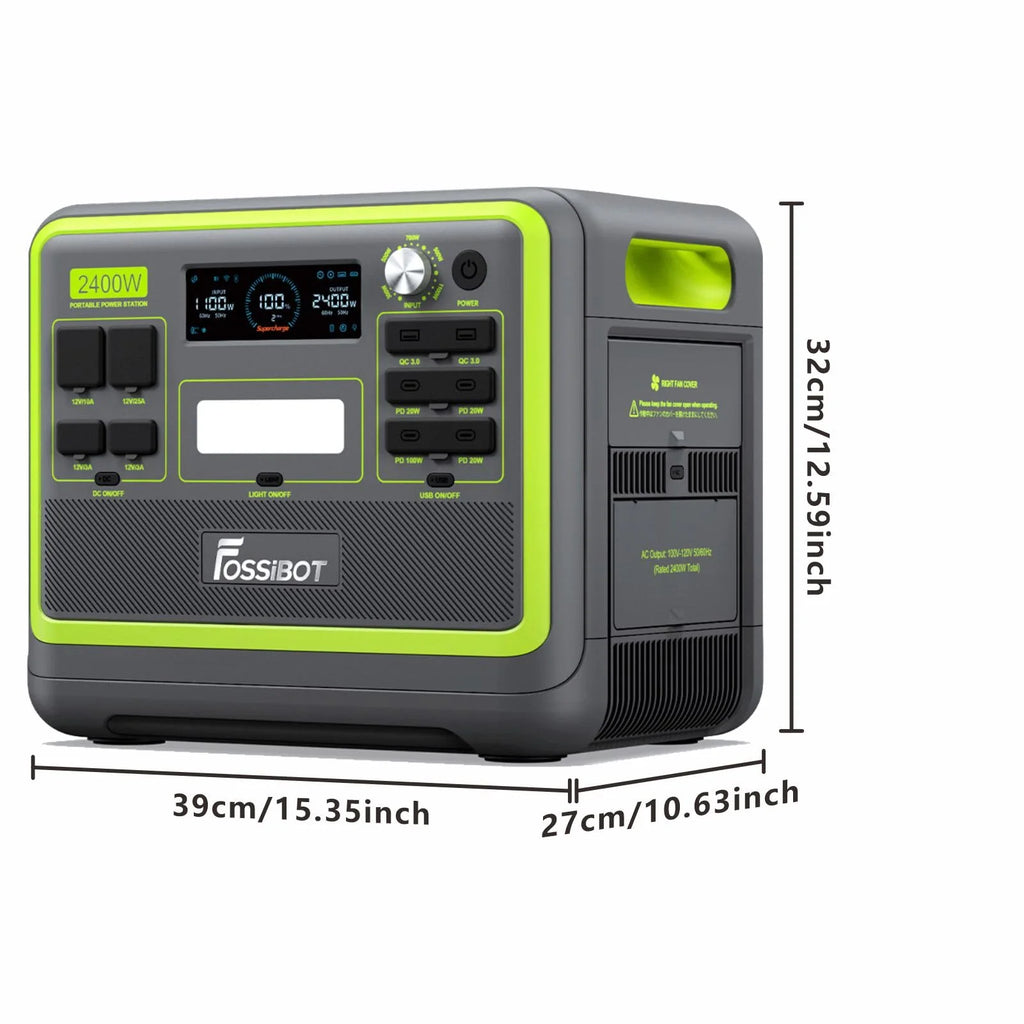FOSSIBOT-Polska F2400 przenośna stacja zasilania, Generator solarny 2048 Wh LiFePO4 akumulator zapasowy z wyjściami 2400 W AC Z kontrolą APP