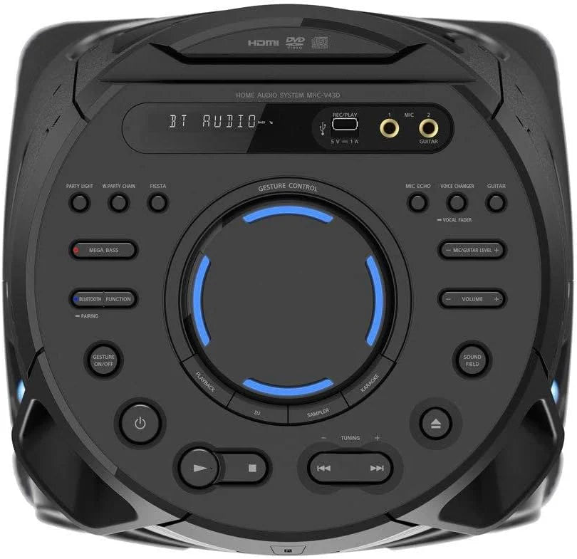 Sony MHCV43D.CEL Głośnik Bezprzewodowy, Czarny/Niebieski, 3600 kWh