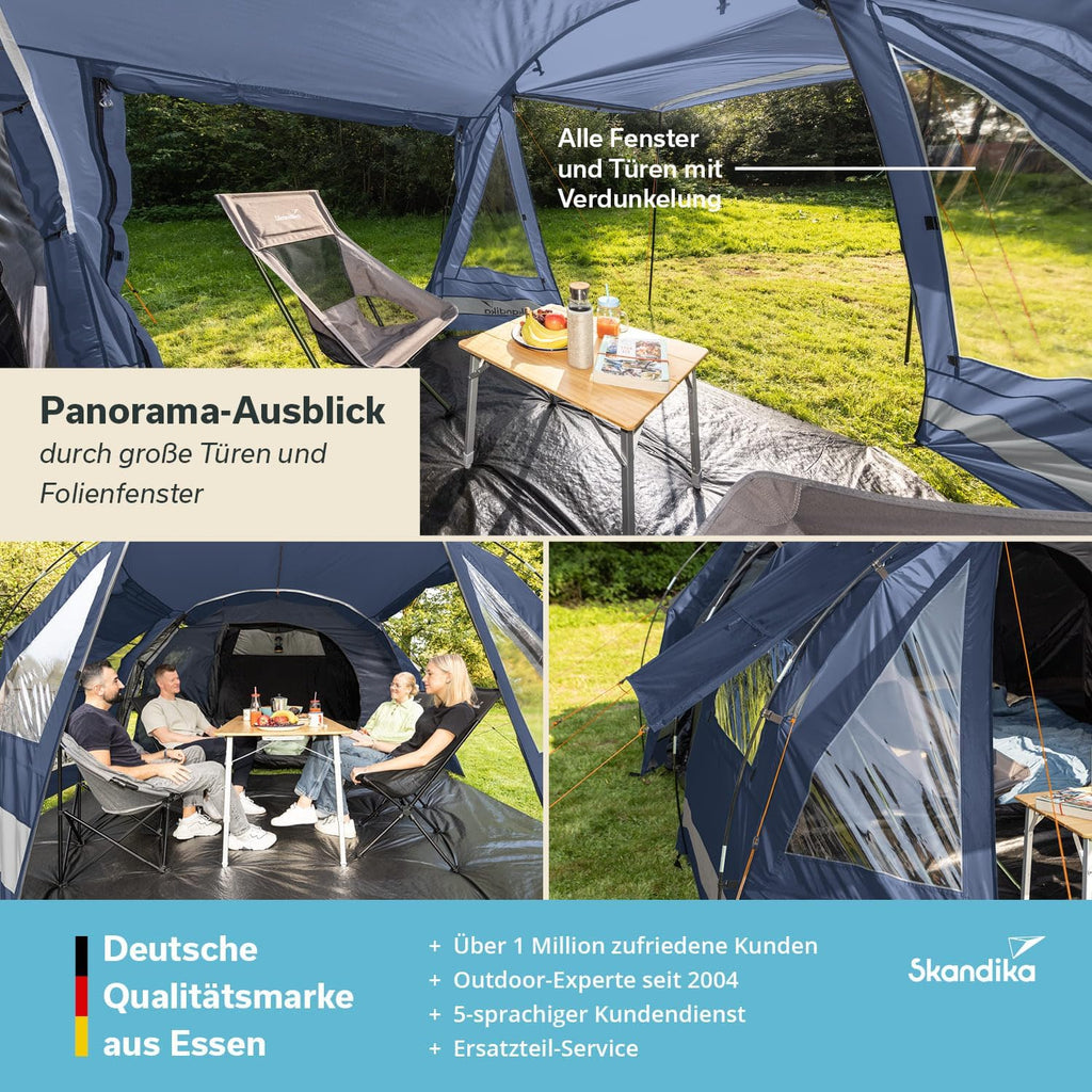 Skandika Kambo namiot tunelowy dla 4-8 osób, ciemna kabina sypialna, dla 4-8 osób, wodoszczelny, 3000 słupa wody, 3 wejścia, dach przeciwsłoneczny, przedsionek namiotowy, namiot rodzinny, namiot o