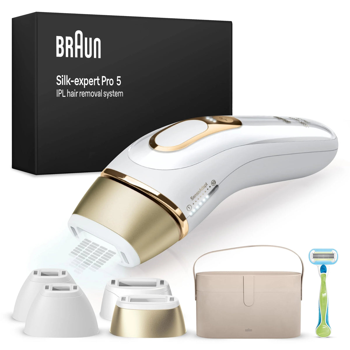 Braun Silk-expert Pro 5 PL5342 IPL Pulsujące Światło W Domu, Osłonka, Maszynka do Depilacji Venus, 4 głowice