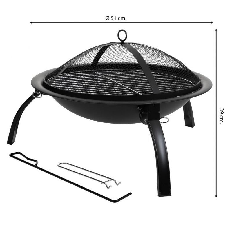 Metalowy grill ogrodowy z rusztem - czarny