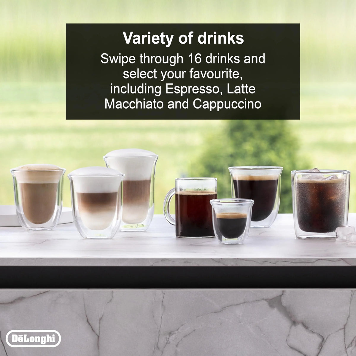 De'Longhi Rivelia EXAM440.55.G, superautomatyczny ekspres do kawy z LatteCrema Hot, automatyczny spieniacz do mleka, kompaktowy rozmiar, 16 przepisów, kolorowy ekran dotykowy, szary