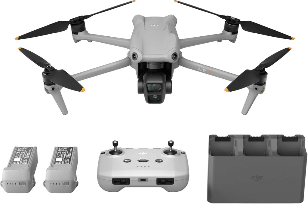 DJI Air 3 Fly More Combo ze zdalnym kontrolerem DJI RC-N2, dron z kamerą dla dorosłych 4K HDR, podwójne aparaty główne średniej wielkości tele i szerokokątne, maks. czas lotu 46-Min, O4