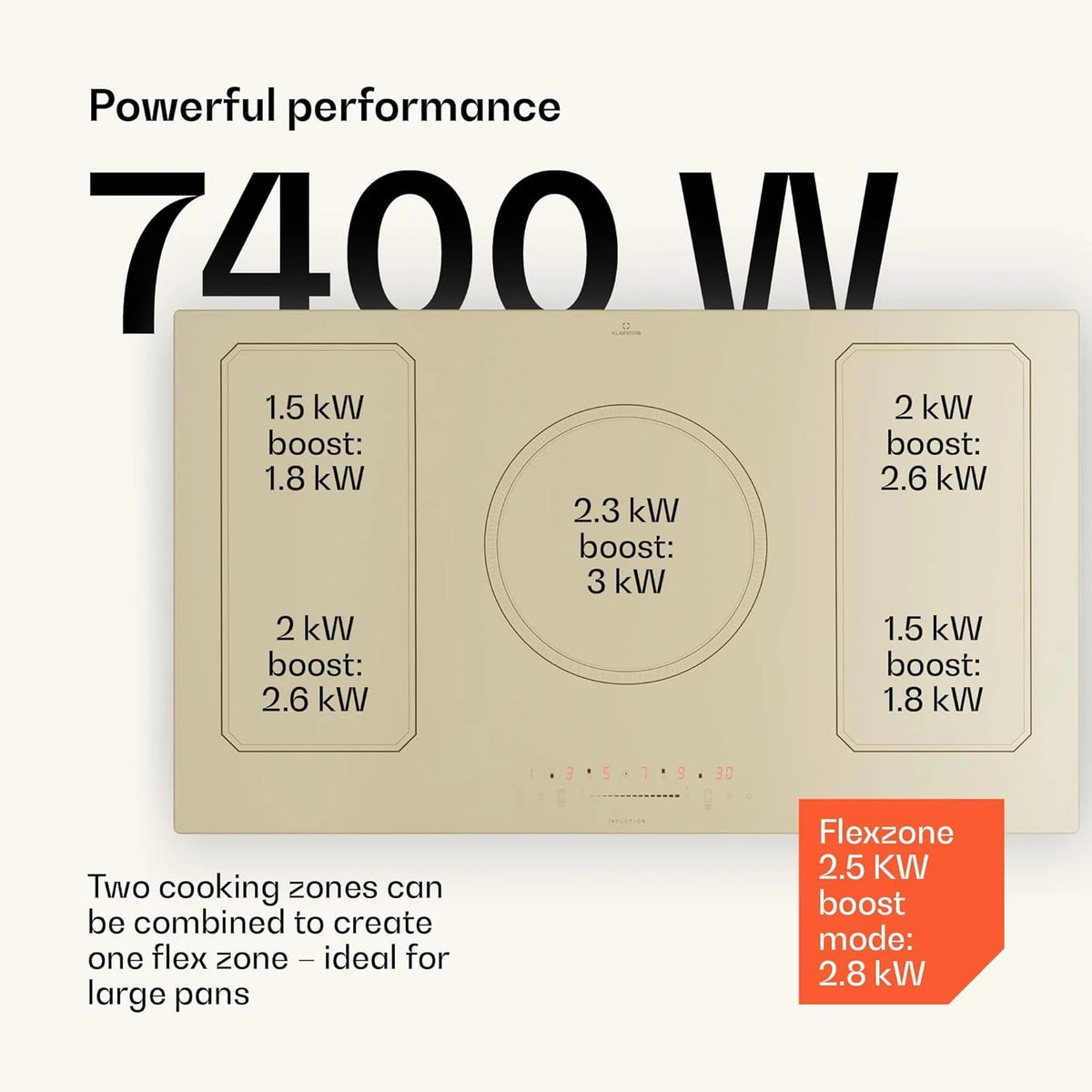 Klarstein Elektryczna płyta indukcyjna, 4 płyty grzewcze, 4-palnikowa płyta indukcyjna, 7000 W x4 stoły do gotowania indukcyjnego, inteligentne sterowanie dotykowe, cyfrowy wyświetlacz i timer, 240 V