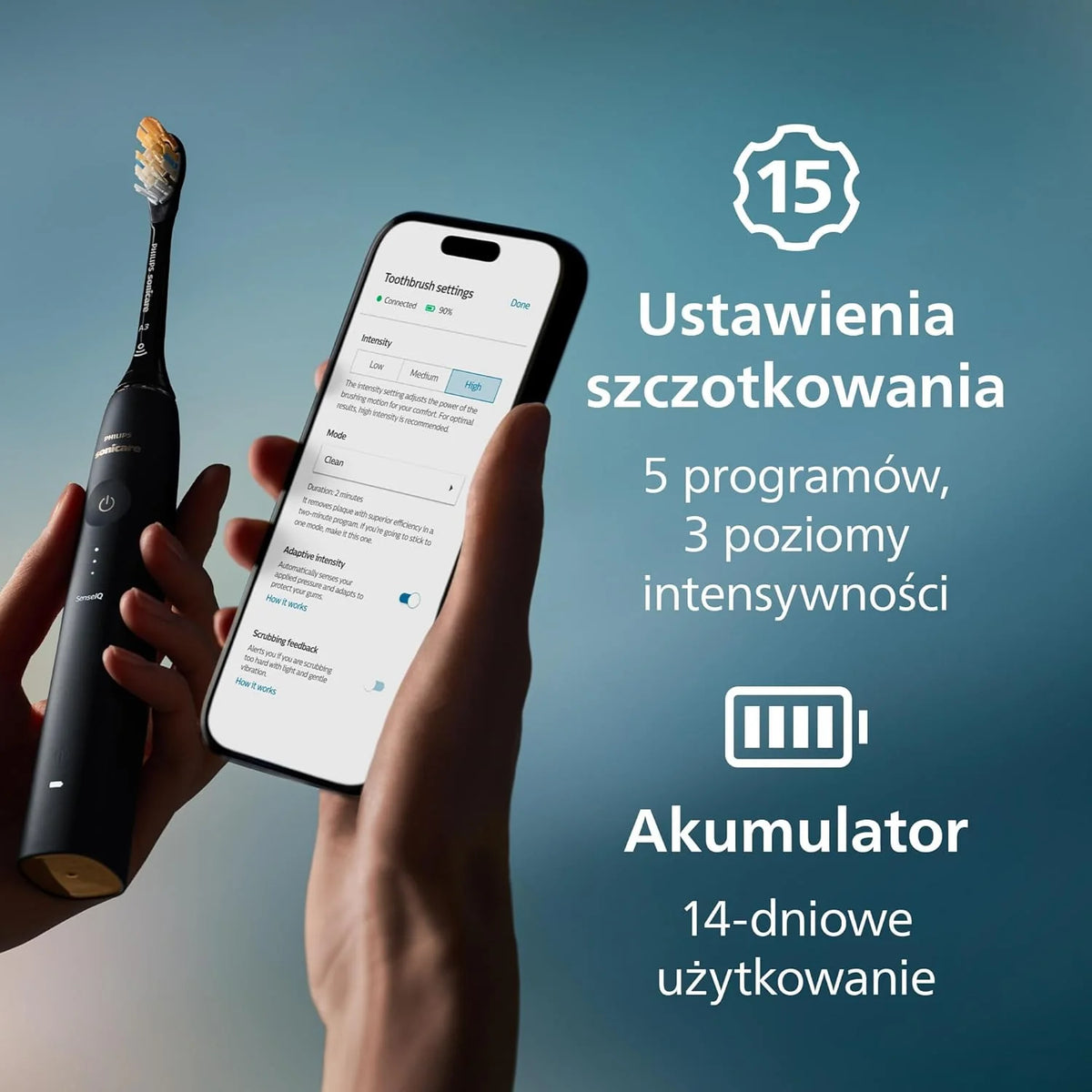 Philips Sonicare DiamondClean 9900 Prestige Elektryczna szczoteczka do zębów z technologią i aplikacją SenseIQ, 5 trybów szczotkowania, etui podróżne do ładowania, kolor czarny, model HX9992/43