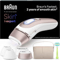 Braun Skin I·Expert inteligentny depilator z impulsowym światłem, depilator ciała dla kobiet, alternatywna laserowa fryzura dla kobiet, bezpłatna aplikacja, w zestawie kopertówka, golarka Venus