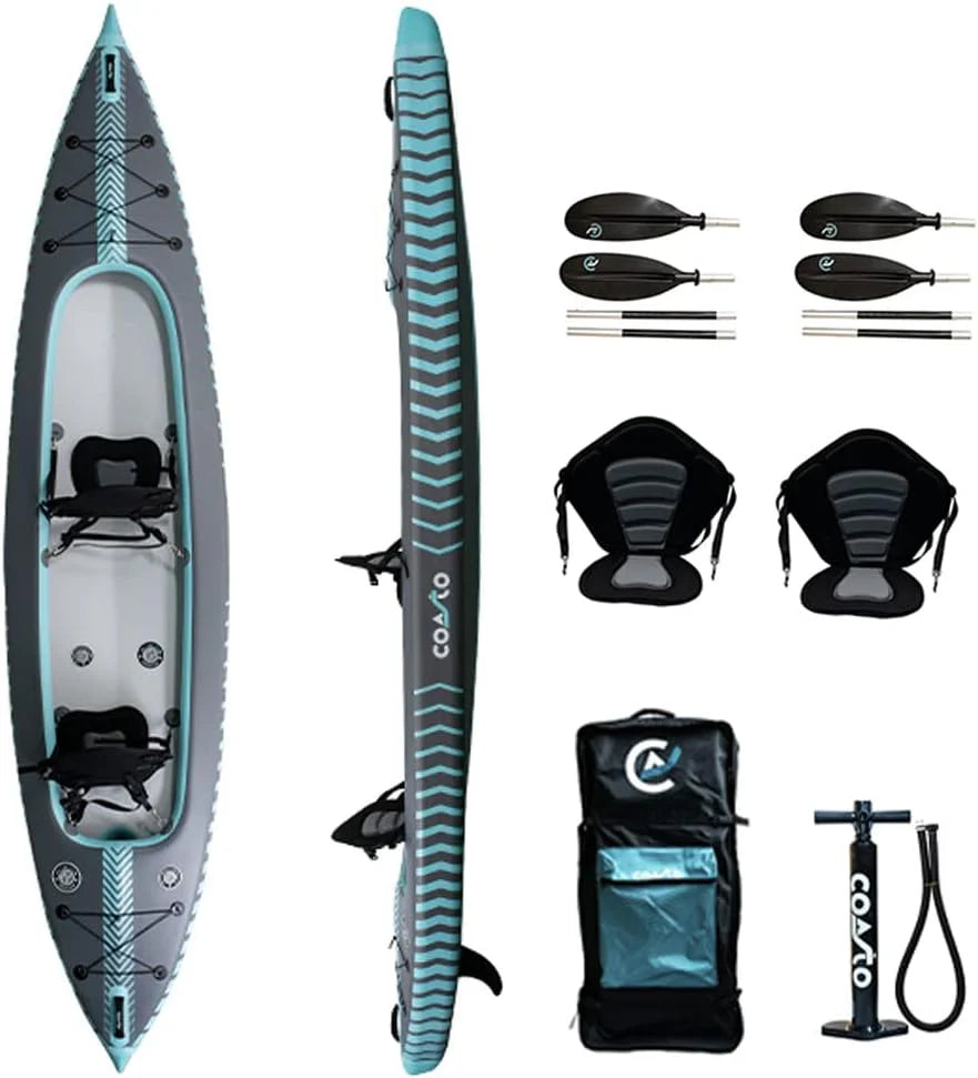 Coasto, Capitole, Nadmuchiwany Kajak, Szara/Zielona Woda, 2P, Unisex-Adult