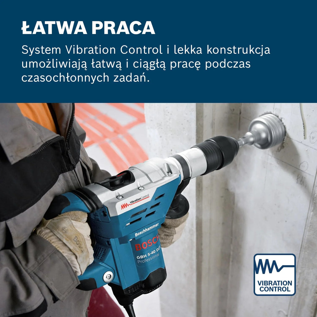 Bosch Professional: młot udarowo-obrotowy GBH 5-40 DCE (1 150 W, uchwyt SDS max, nominalna prędkość obrotowa 165 – 330 min-1, walizka)