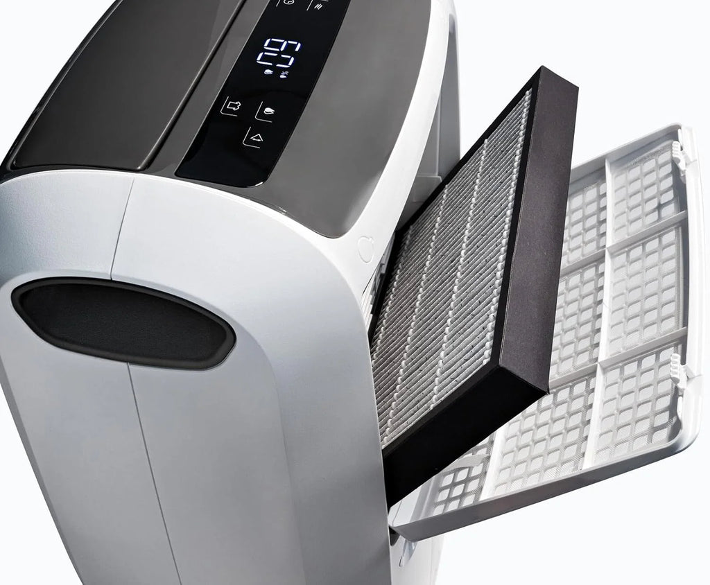 De'Longhi Tasciugo AriaDry Pure DDSX220WFA osuszacz powietrza i oczyszczacz powietrza do pomieszczeń do 90 m³, funkcja prania, kompatybilny z Wi-Fi, certyfikat alergików, 21 l/dzień, czarny