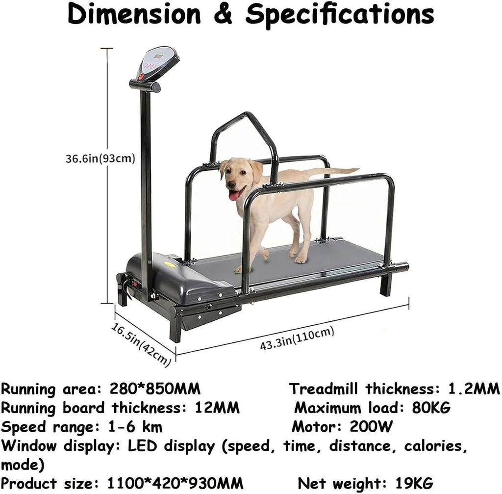 Bieżnia dla psa z wyświetlaczem LCD, regulowana prędkość, sprzęt do ćwiczeń zwierząt domowych, maksymalne obciążenie 80 kg, idealna dla małych i średnich psów, zabawka do fitnessu w pomieszczeniach