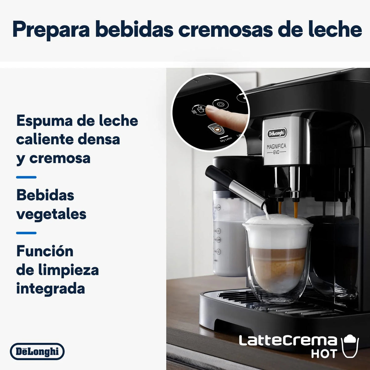 De'Longhi Magnifica Evo Ecam 292.81.B W Pełni Automatyczny Ekspres do Kawy z Dyszą do Spieniania Mleka, 7 Przycisków do Różnych Rodzajów Kaw, Intuicyjny Panel Sterowania, 2 Filiżanki, Czarny