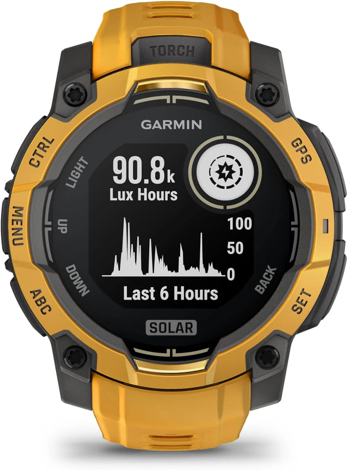 Garmin Instinct 3 SOLAR Wytrzymały Smartwatch GPS, 45 mm, Wbudowane Aplikacje Sportowe i Zdrowotne, Latarka LED, 10ATM, Sunburst