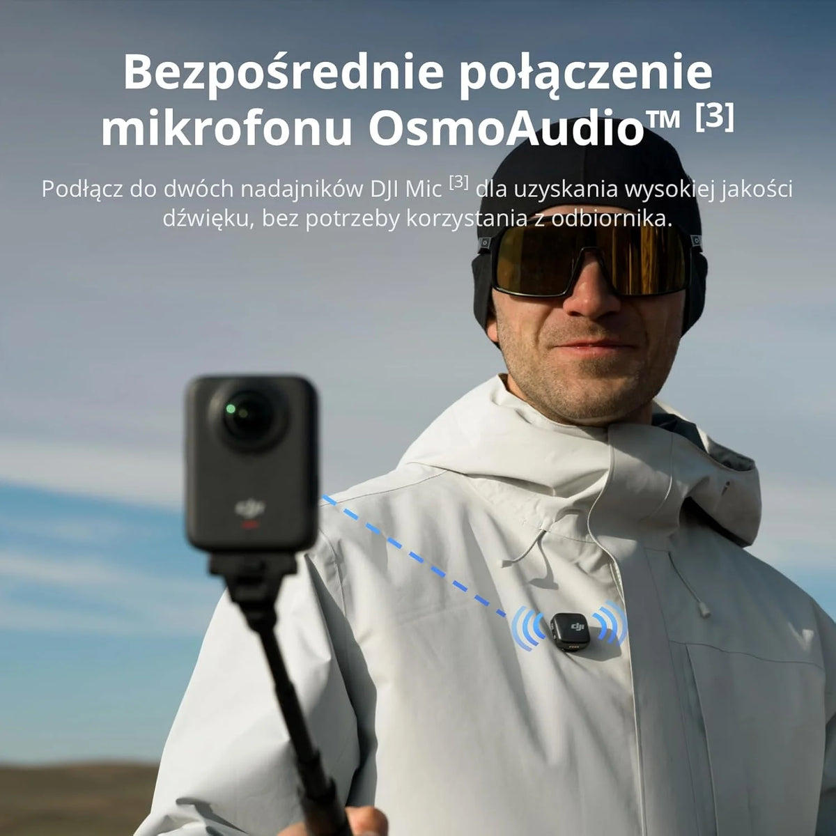 DJI Osmo 360 Essential Combo, kamera 360 z 1-calowym obrazowaniem 360°, natywne wideo 8K 360°, zestaw z niewidocznym selfie stickiem 1,2 m, wydłużony czas pracy z 2 akumulatorami