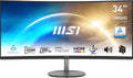 MSI Pro MP341CQ 34 UWQHD zakrzywiony ekran biurowy - Panel VA 1500R, 3440x1440, 100Hz, komfort oczu, sRGB 116%, HDR Ready, wbudowane głośniki, regulowane nachylenie - HDMI, DisplayPort