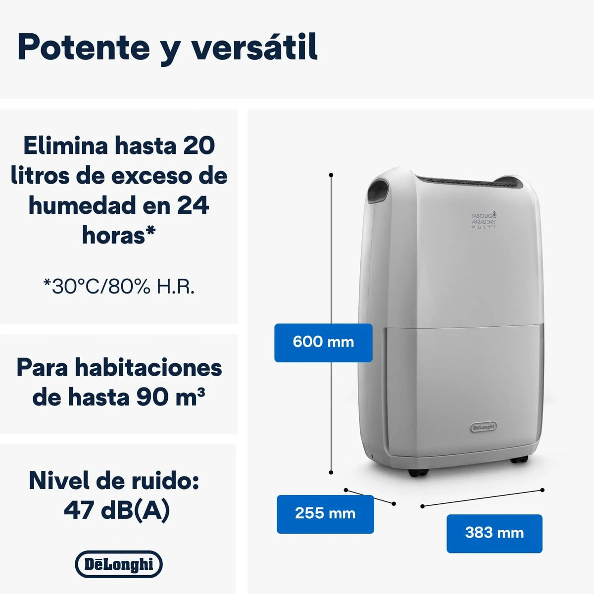 De'Longhi Tasciugo AriaDry Pure DDSX220WFA osuszacz powietrza i oczyszczacz powietrza do pomieszczeń do 90 m³, funkcja prania, kompatybilny z Wi-Fi, certyfikat alergików, 21 l/dzień, czarny
