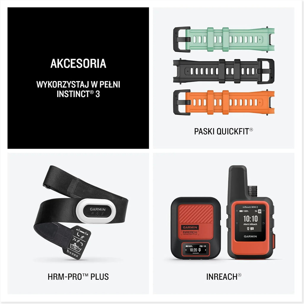 Garmin Instinct 3 SOLAR Wytrzymały Smartwatch GPS, 45 mm, Wbudowane Aplikacje Sportowe i Zdrowotne, Latarka LED, 10ATM, Sunburst