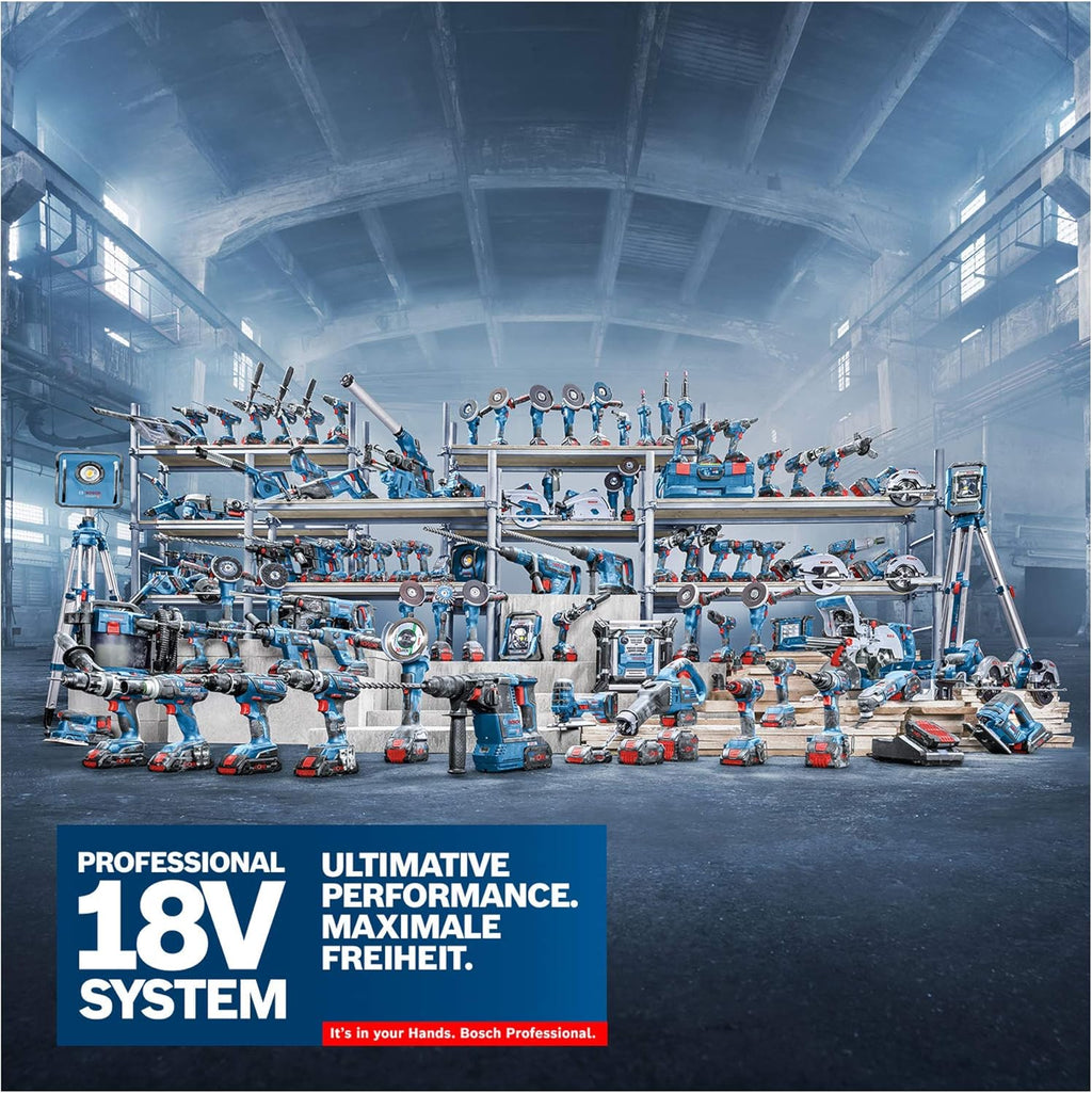 Bosch Professional system 18V: akumulatorowa szlifierka kątowa GWX 18V-10 SC (system X-LOCK, prędkość obrotowa bez obciążenia: 4 500 – 9 000 min–1, Ø tarczy: 125 mm, walizka L-BOXX)