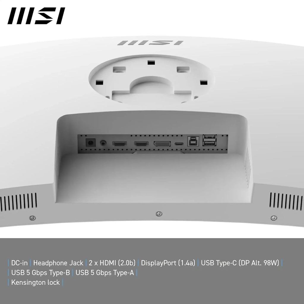 MSI Nowoczesny MD342CQPW 34'' ekran PC UWQHD zakrzywiony 1500R - Panel VA 3440 x 1440, KVM, PIP/PBP, szeroka gama kolorów, komfort oczu, wbudowane głośniki, regulacja 3-osiowa - HDMI 2.0b, DP 1.4