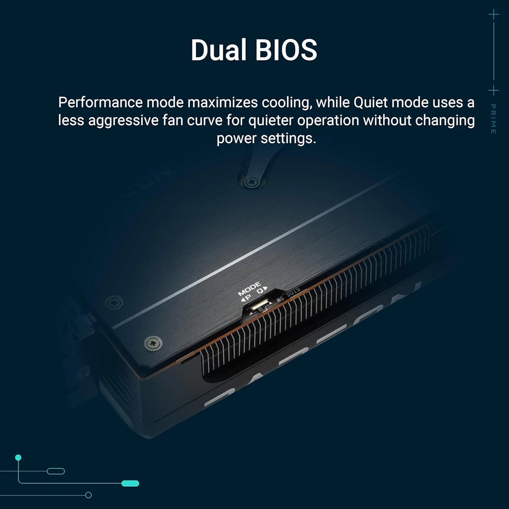 ASUS Prime Radeon RX 9070 OC Edition karta graficzna dla graczy, 16 GB GDDR6 (AMD Radeon Radeon RX9070, PCIe 5.0, 1 x HDMI 2.1b, 3X DisplayPort 2.1a, konstrukcja 2.5-slotowa, PRIME-RX9070-O16G)
