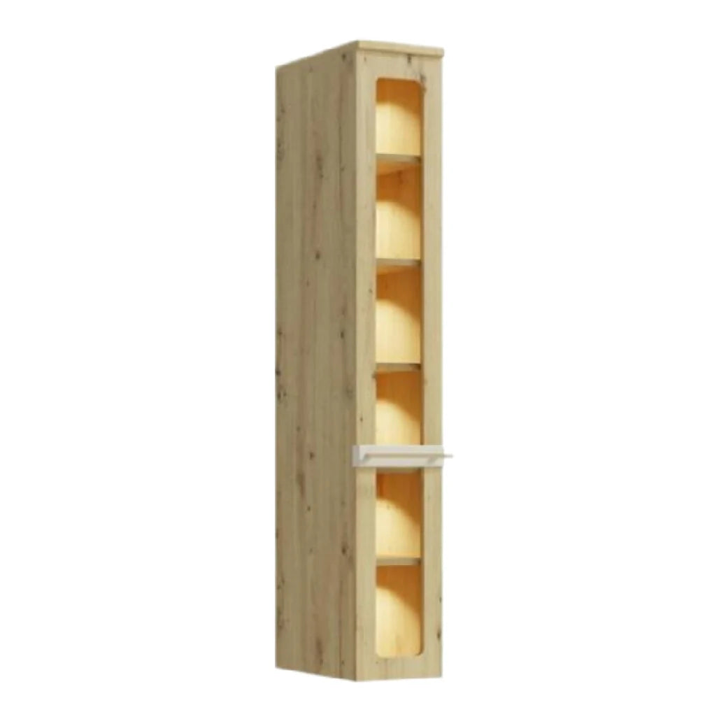 Stylowa, wysoka szafka z drewna - 5 półek i minimalistyczny design