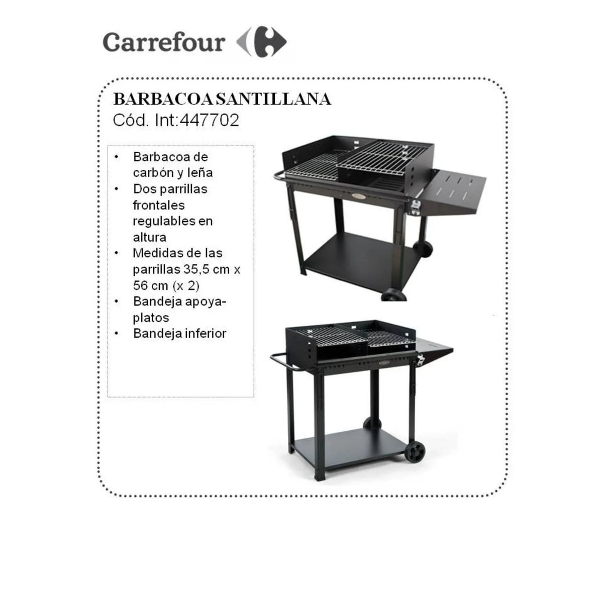 Grill węglowy Santillana z dwoma przednimi grillami