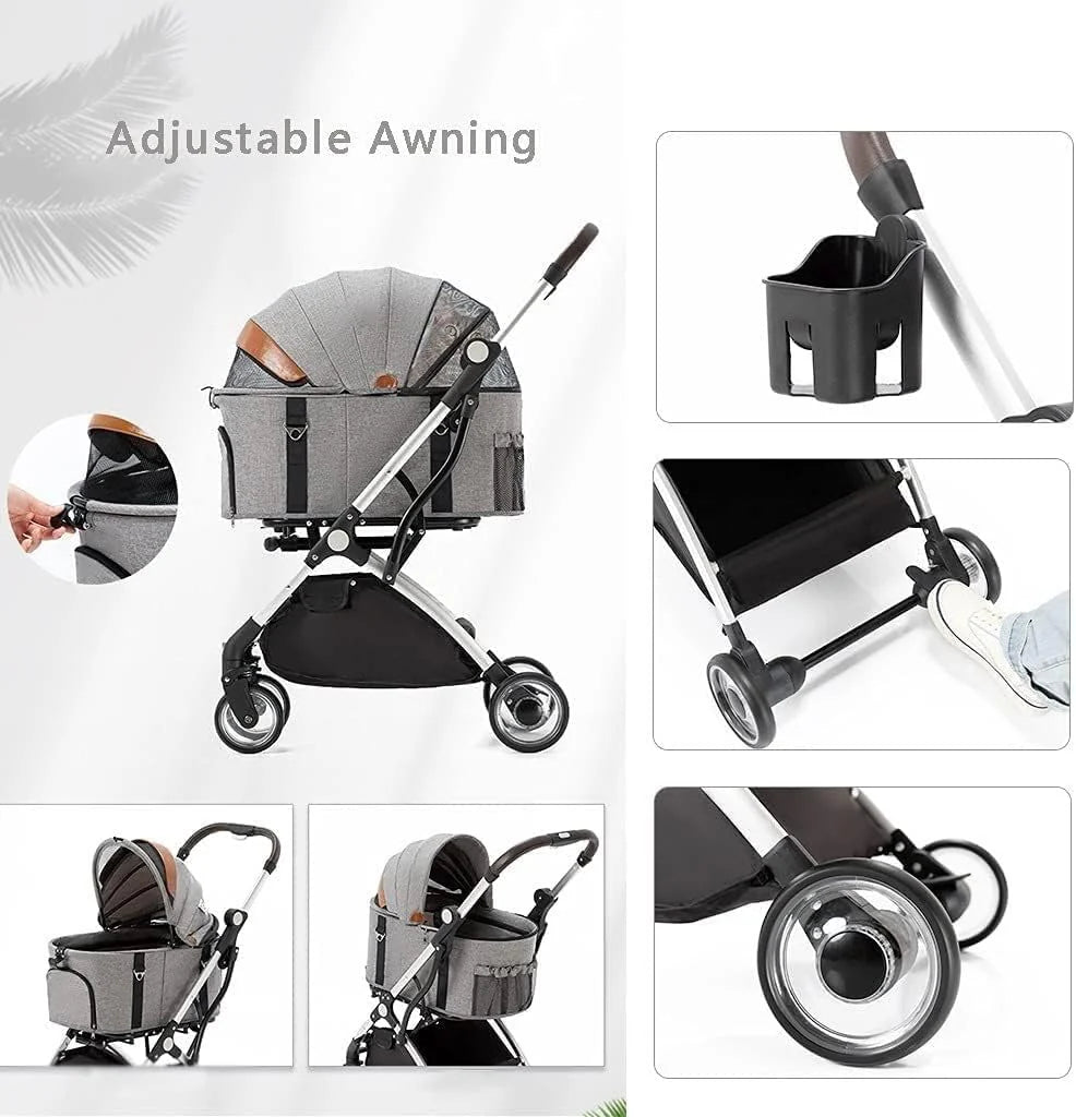 Premium Pet Stroller Dla Kotów Psów Lekki Składany Wózek Dla Zwierząt 4 Koła Materiały Podróżne Oddzielny Wózek Dla Psa Buggy Pushchairs (Color : Black)