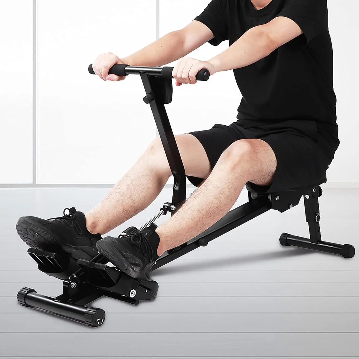 AMONIDA Składany Wioślarz do Domowego Treningu Wioślarskiego z Monitorem Cyfrowym Regulowany Opór Udźwig 120 Kg do ćwiczeń Cardio Całego Ciała
