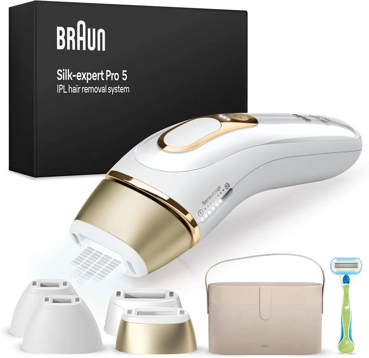 Braun Silk-expert Pro 5 PL5342 IPL Pulsujące Światło W Domu, Osłonka, Maszynka do Depilacji Venus, 4 głowice