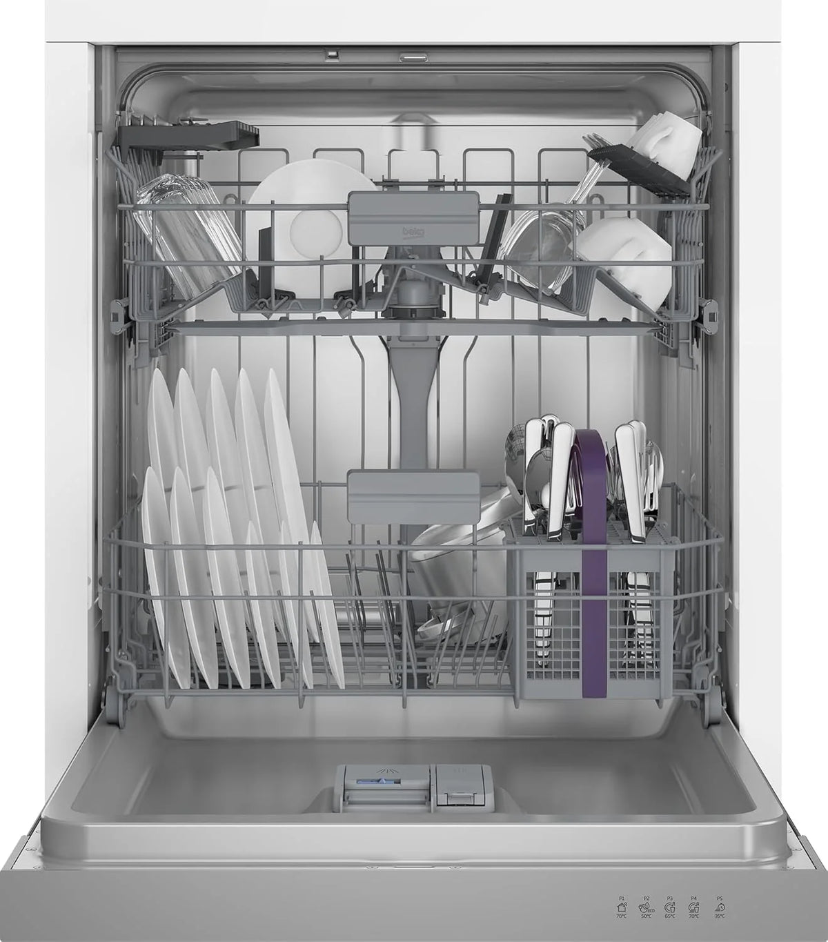 Beko BDIN16430 b300 zmywarka do zabudowy 60 cm w pełni zintegrowana, na 14 nakryć wymiarowych, 3 poziomy zmywania, 5 temperatur, 6 programów, połowa obciążenia, automatyczne otwieranie drzwi,