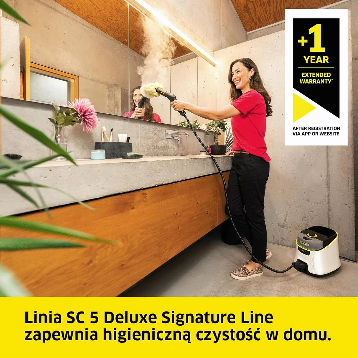 Kärcher Parownica SC 5 Deluxe Signature Line z Funkcją VapoHydro, 4 Bary, Czas Nagrzewania 3 min, Zbiornik: 0,5 l i 1,3 l, Zestaw do Podłóg
