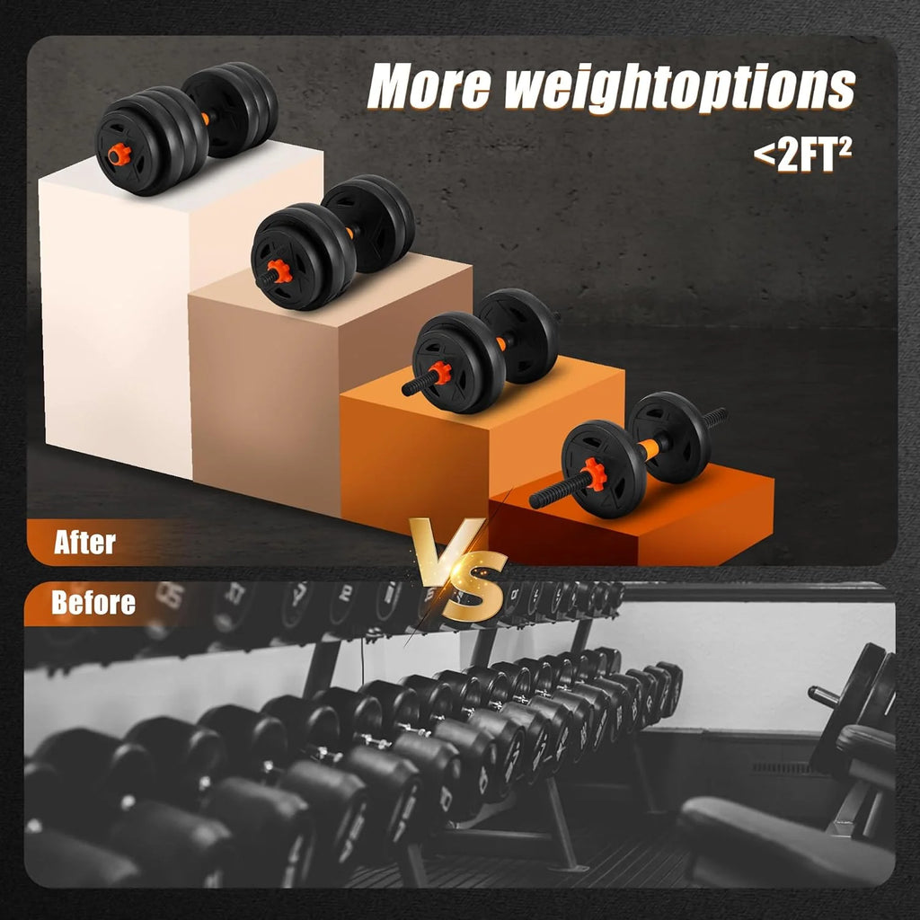 Regulowany zestaw hantli, zestaw hantli 20/30/50/31.8 kg ze złączem, zestaw hantli 4 w 1, używany jako sztanga, kettlebell, stojak push-up, ćwiczenia fitness do domowej siłowni odpowiednie dla