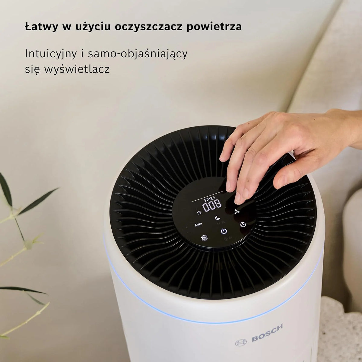Bosch Air 6000 - Oczyszczacz powietrza — do powierzchni do 125 m² — skutecznie filtruje ponad 99% zanieczyszczeń — Tryb automatyczny oraz uśpienia (< 25 dB(A)) — CADR: 600 m³/h