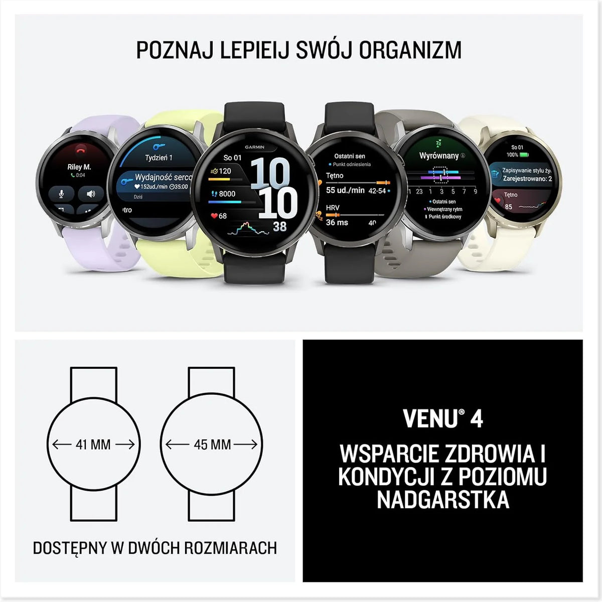 Garmin Venu 4 Premium Smartwatch GPS 41mm, AMOLED, Latarka LED, Slate Black/Black