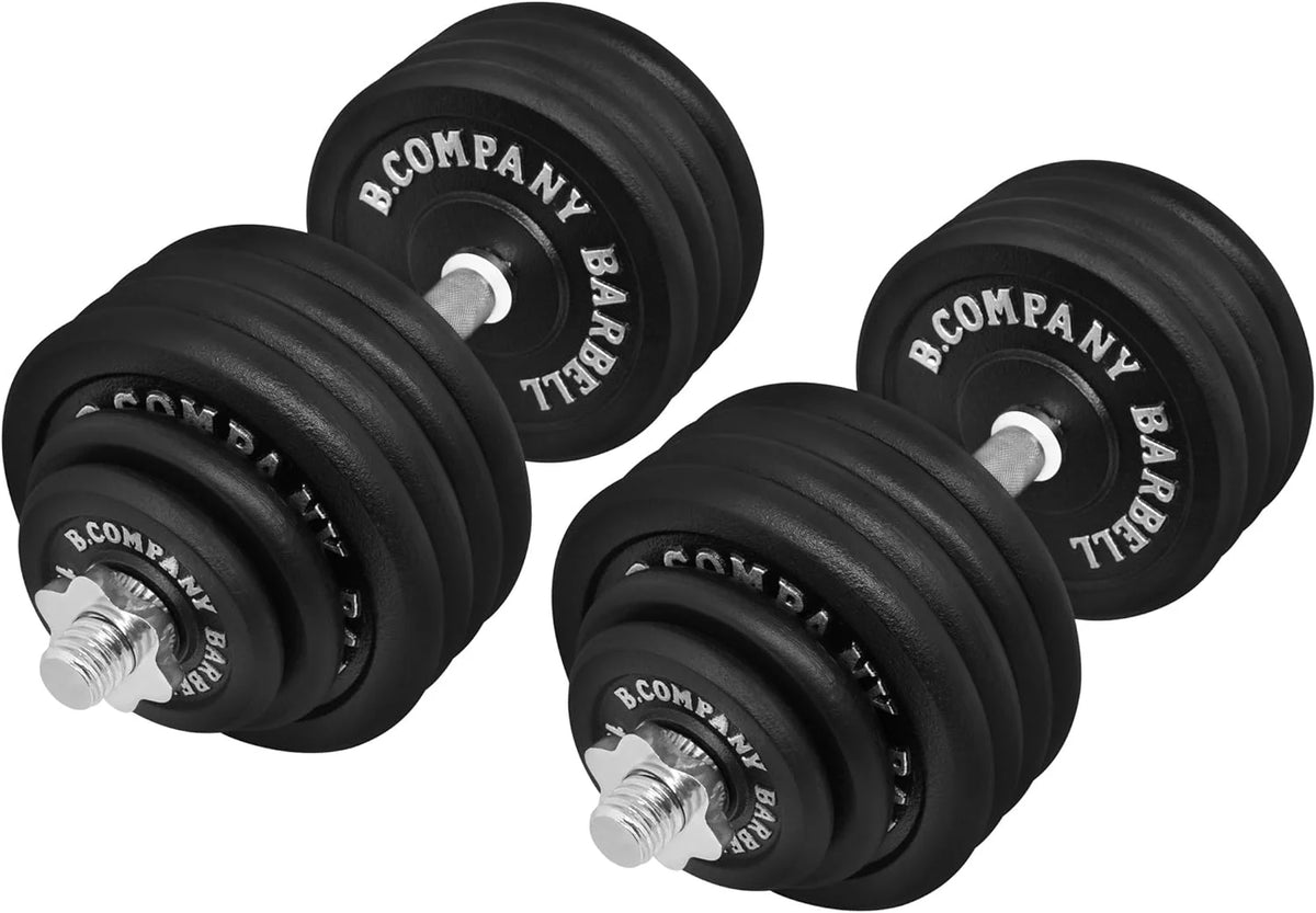 Zestaw krótkich hantli żeliwnych 100 kg (2 x krótkie hantle 51 cm, 4 x 1,25, 4 x 2,5 i 16 x 5 kg) zestaw hantli