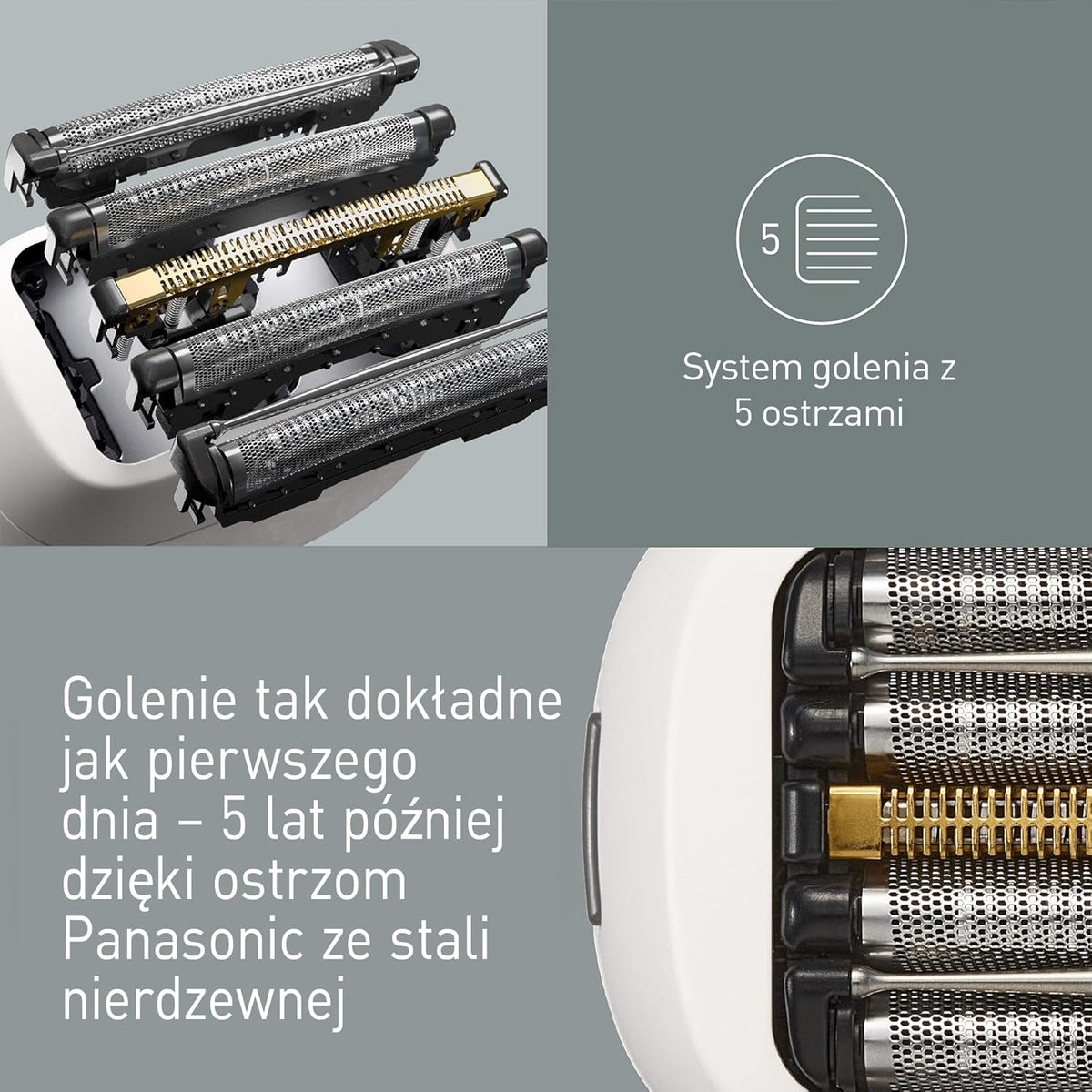 Panasonic ES-PV6B-W803 Series 900s Golarka, Golenie na Mokro i Sucho, 5-Ostrzowa Golarka Elektryczna Dla Mężczyzn, Inteligentny Czujnik Zarostu, USB-C, Etui, Biały Marmur NAGORI®